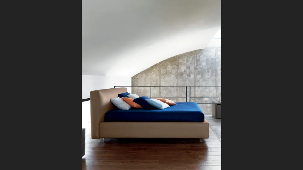 Letto con box contenitore in tessuto imbottito Kuna di Bontempi Letti Design