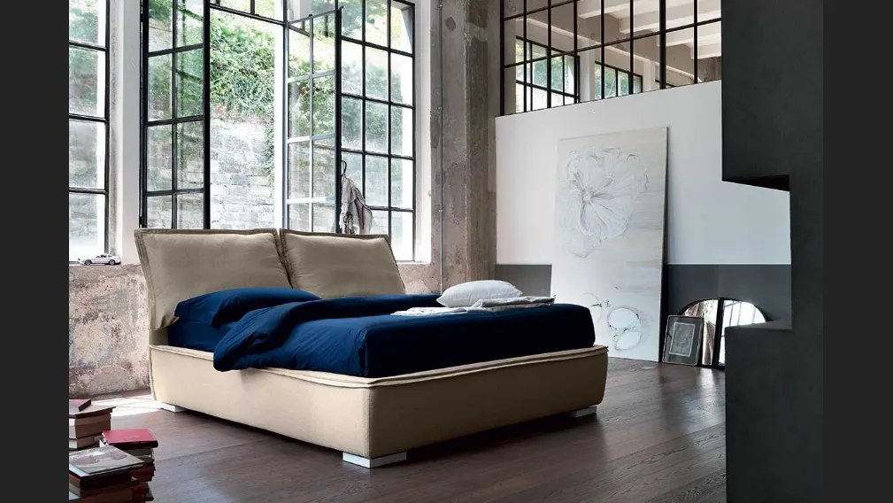 Letto in tessuto con testiera Sandy di Bontempi Letti Design