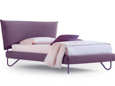 Letto singolo in tessuto imbottito con testiera Hug 04 Soft di Noctis